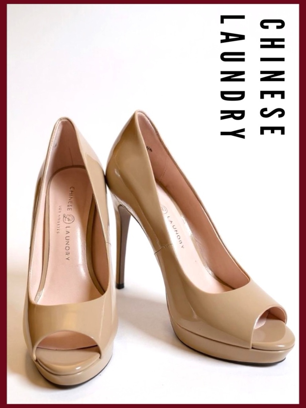 Chinese Laundry Holliston Blush Patent Leather Peep Toe Pump Size 7 MultiHost P